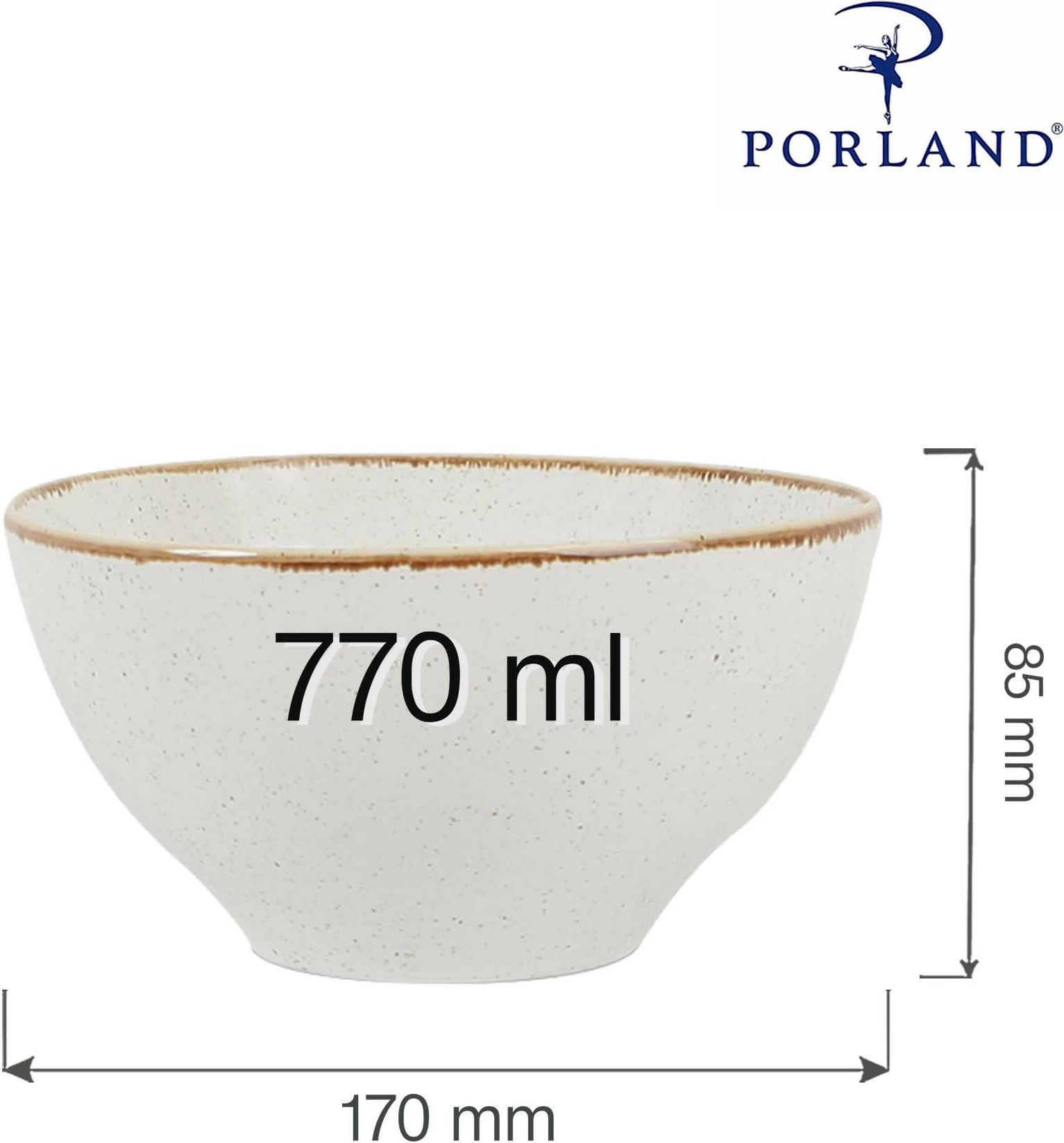 Tas porcelani Porland Seasons Sand 770 ml 170 mm, krem/bezhë, set 6 copë