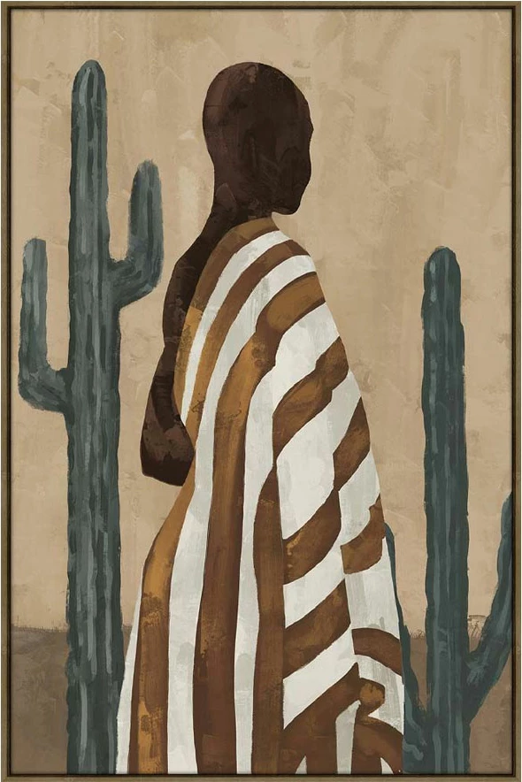 Pikturë dekorative Desert Bloom me kornizë, 80x120x4 cm, kafe-bezhë