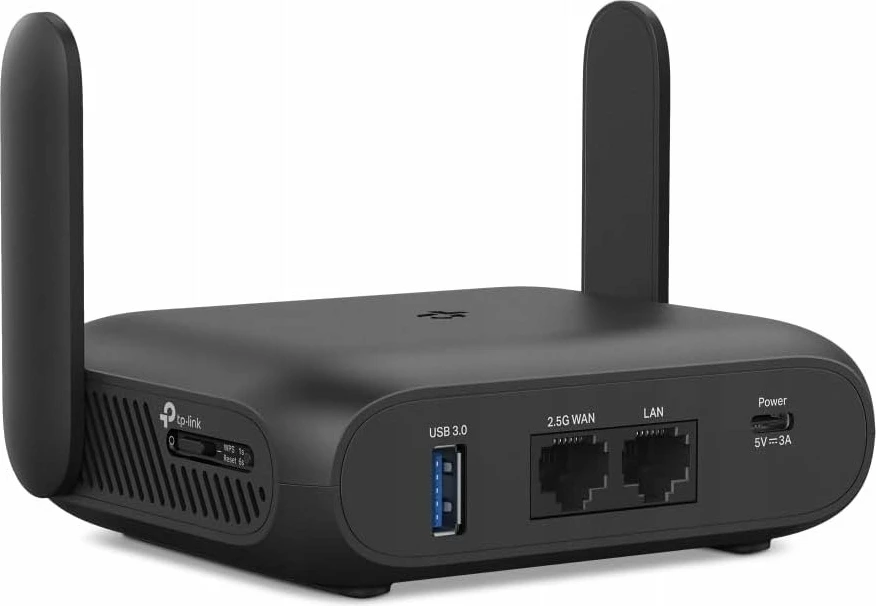 Router Wi‑Fi 7 udhëtimi TP-Link TL-WR3602BE BE3600, 5GHz 2402Mb/s, 2.5GbE, USB 3.0, power bank, i zi