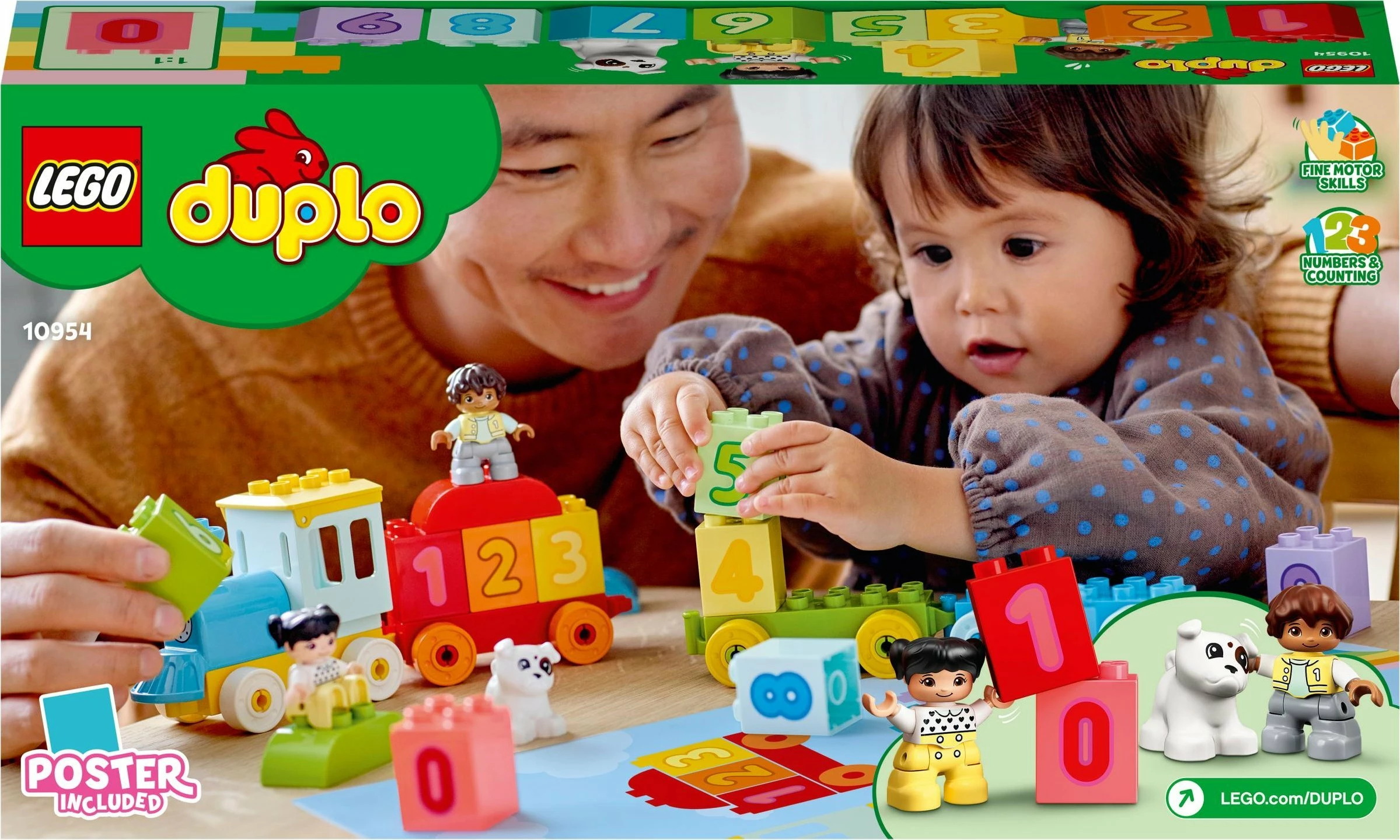 Set LEGO DUPLO Number Train - Learning to Count 10954, 23 pjesë, për 18+ muaj, shumëngjyrësh