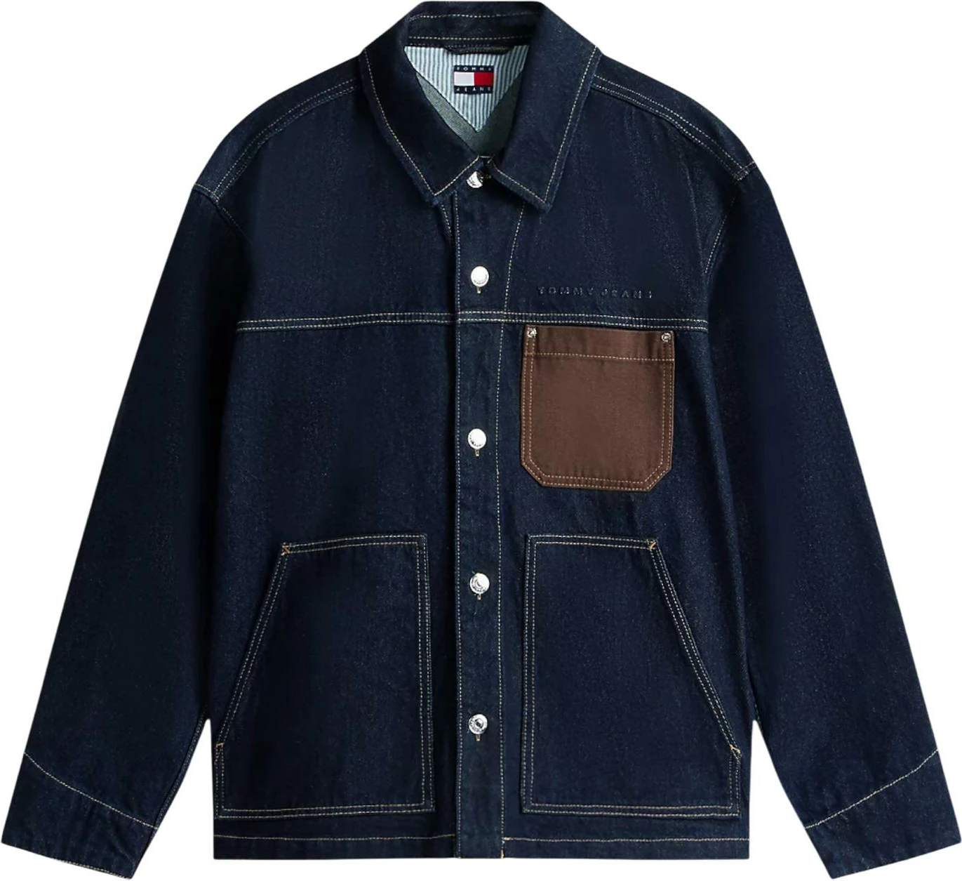 Jakne për meshkuj Tommy Hilfiger Jeans DM0DM22419, denim e errët