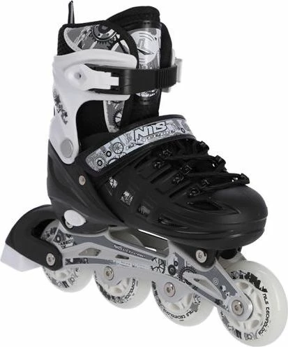 Patina 4-në-1 Nils Extreme NH10905, të rregullueshme 35-38, ABEC 7, rrota LED 72mm/82A, me frena, zi dhe bardhë