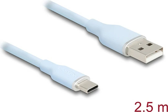 Kabllo USB DeLOCK 81223, USB-A në USB-C, 2.5 m, USB 2.0, 3A, Blu