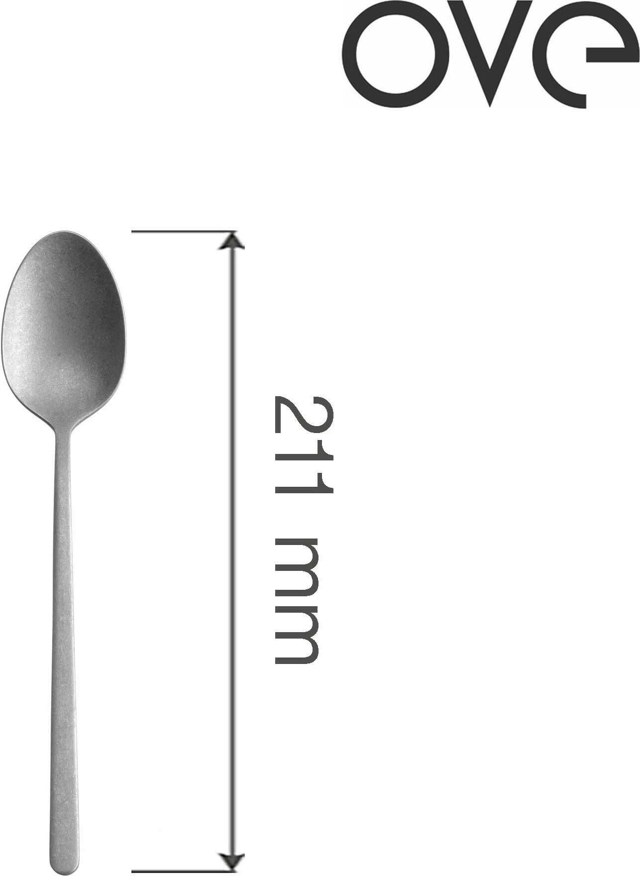 Lugë tavoline OVE Amarone Vintage 211 mm, inox 18/10, Silver Matt, set 12 copë