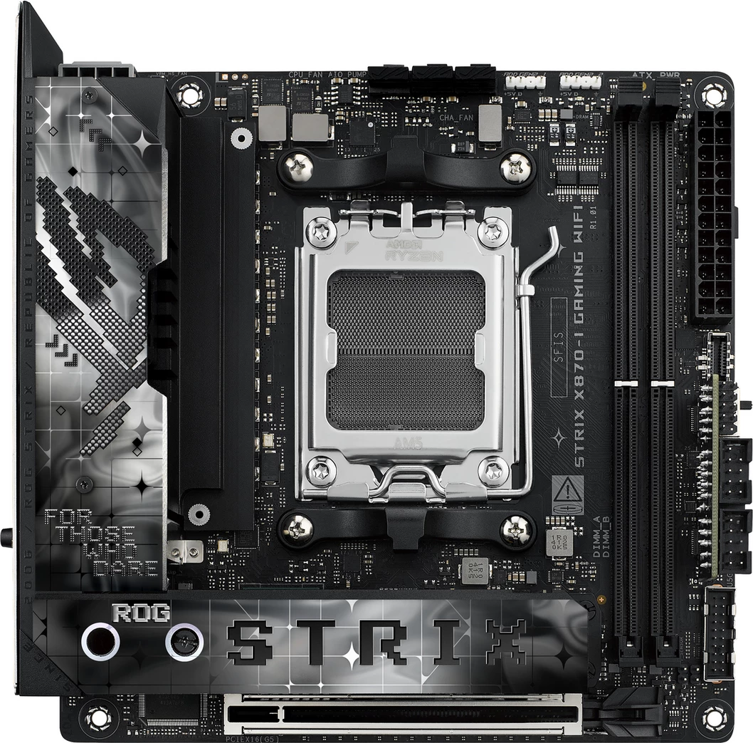 Pllakë amë, Asus, ROG Strix X870-I Gaming WiFi, 90MB1IW0-M0EAY0, Mini-ITX, Wi‑Fi, e zezë