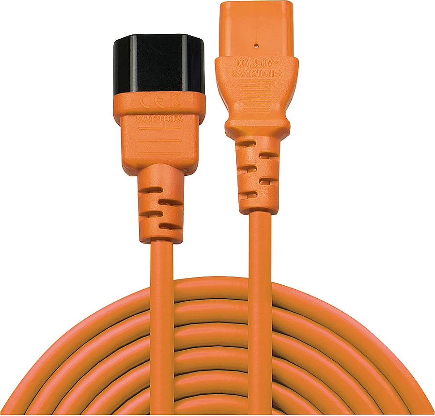 Kabllo energjie LINDY IEC C14 në C13, 2m, portokalli