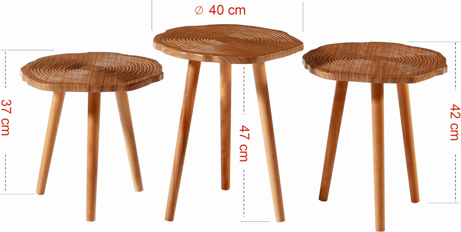 Set tavolinash ndihmëse TUVAL 048, 3 copë, ngjyrë arre