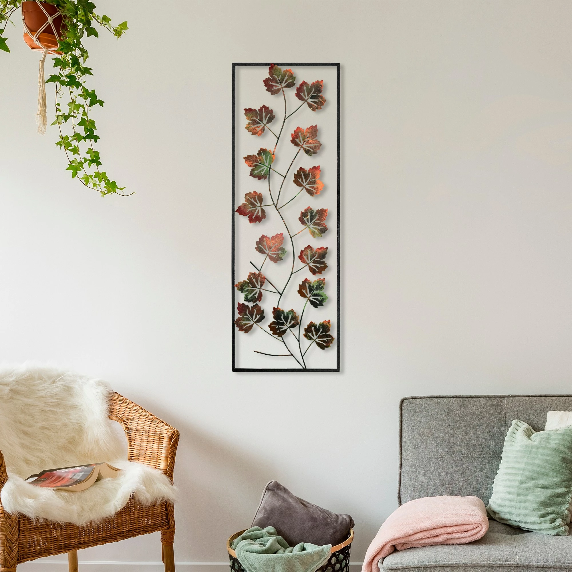 Aksesor dekorativ metalik për mur, Wallity, Platane 2, shumëngjyrësh, 32x90cm