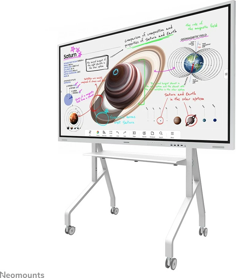 Karrocë multimediale Neomounts FL50-525WH1, për TV 55-86", çelik, e bardhë, rregullim lartësie