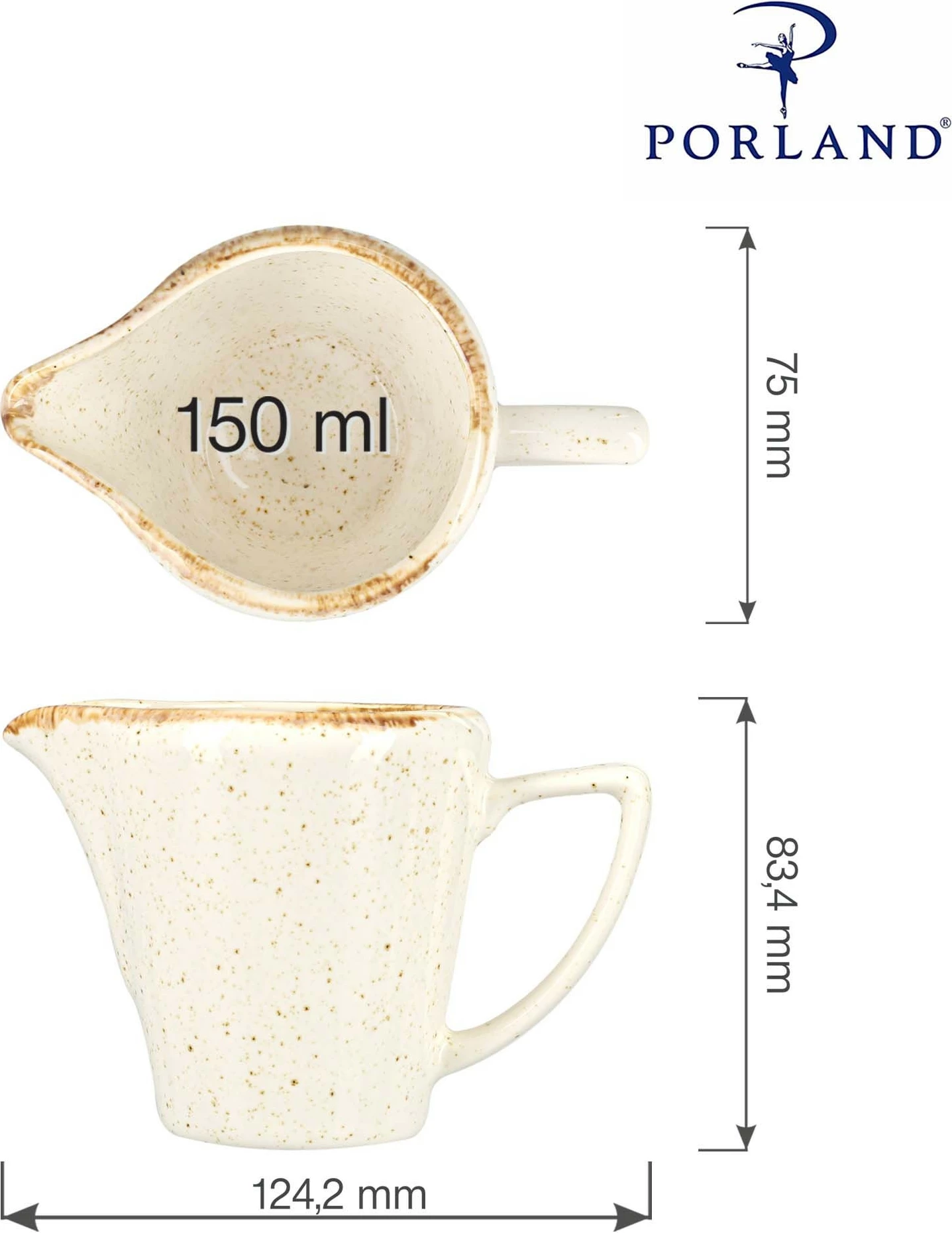 Kremierë Porland Seasons Sand 150 ml, porcelan, krem/bezhë, set 6 copë