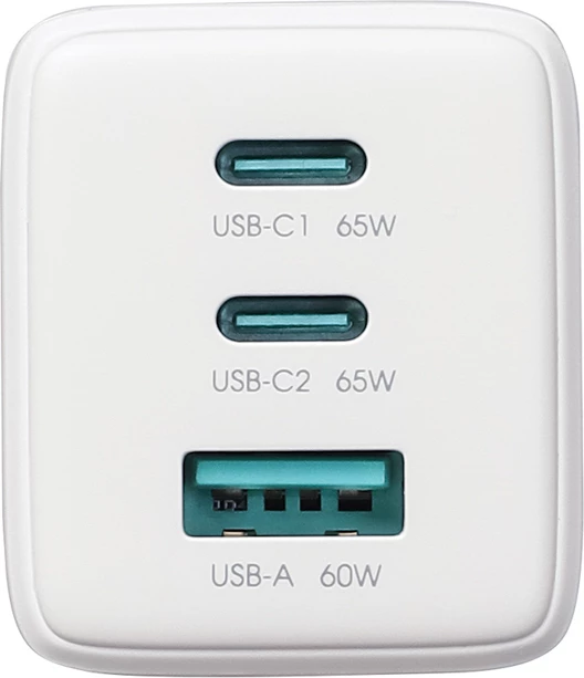 Karikues muri Joyroom JR-TG10 65W GaN, 2x USB-C + USB-A, me kabllo USB-C në USB-C 1.2m 100W, i bardhë