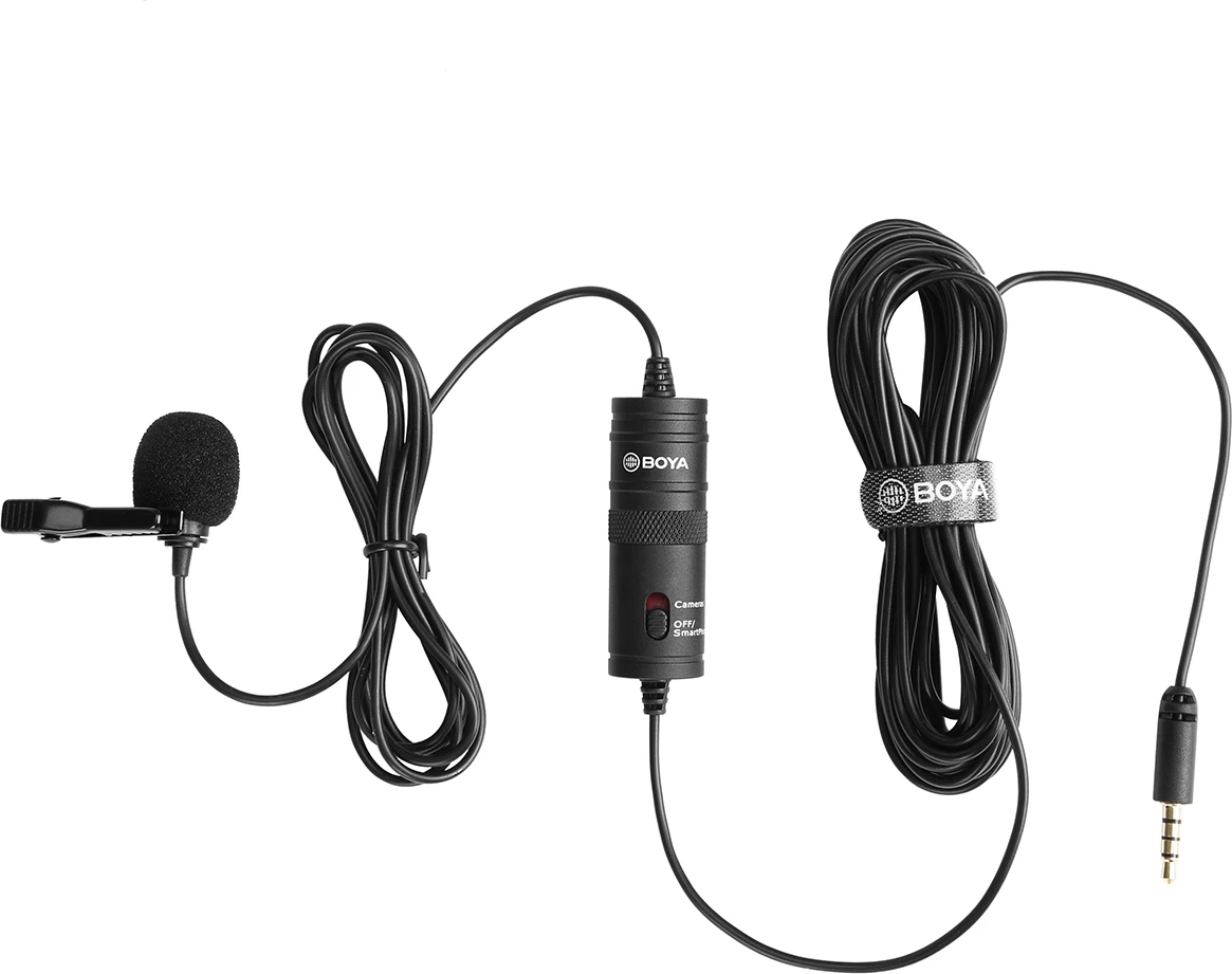 Mikrofon lavalier BOYA BY-M1 me kabllo 6 m, 3.5 mm TRRS, omnidirectional, i zi