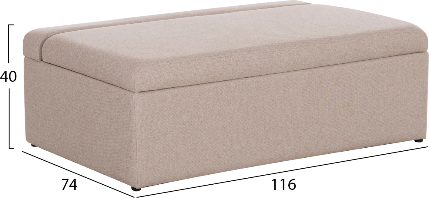 Stool me shtrat palosës dhe dyshek INGE FH3343.02, material bezhë, 166x75x40cm