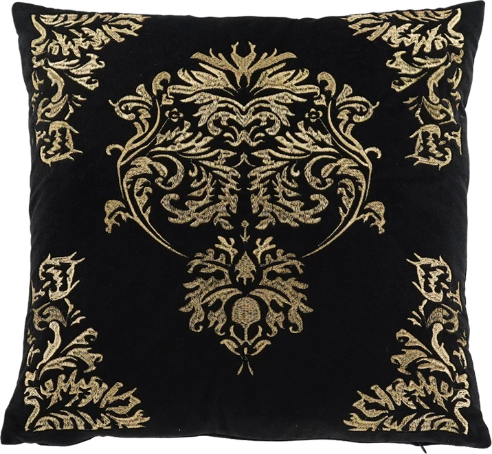 Jastëk dekorativ Royal, kadife, ngjyrë ari e zezë, 45x45cm