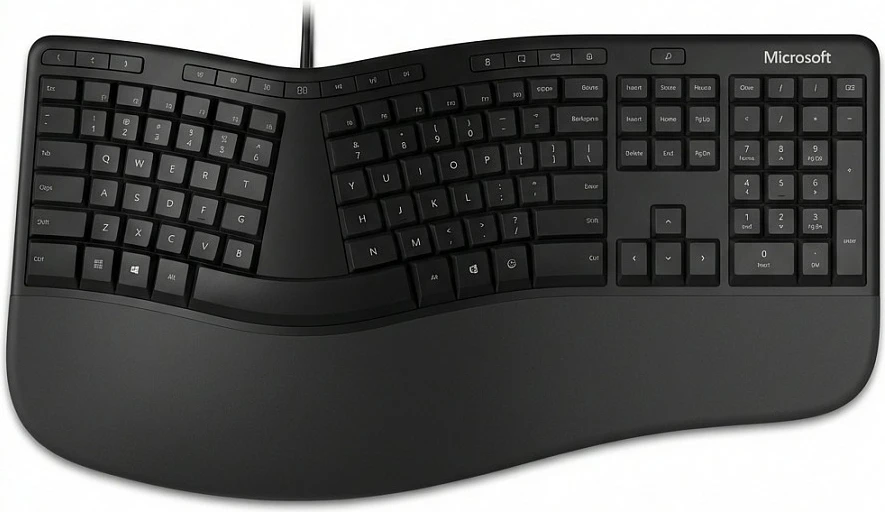Tastierë ergonomike Incase, layout BE, me kabllo, e zezë