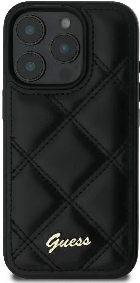 Mbështjellës Guess Quilted Metal për iPhone 16 Pro Max, i zi