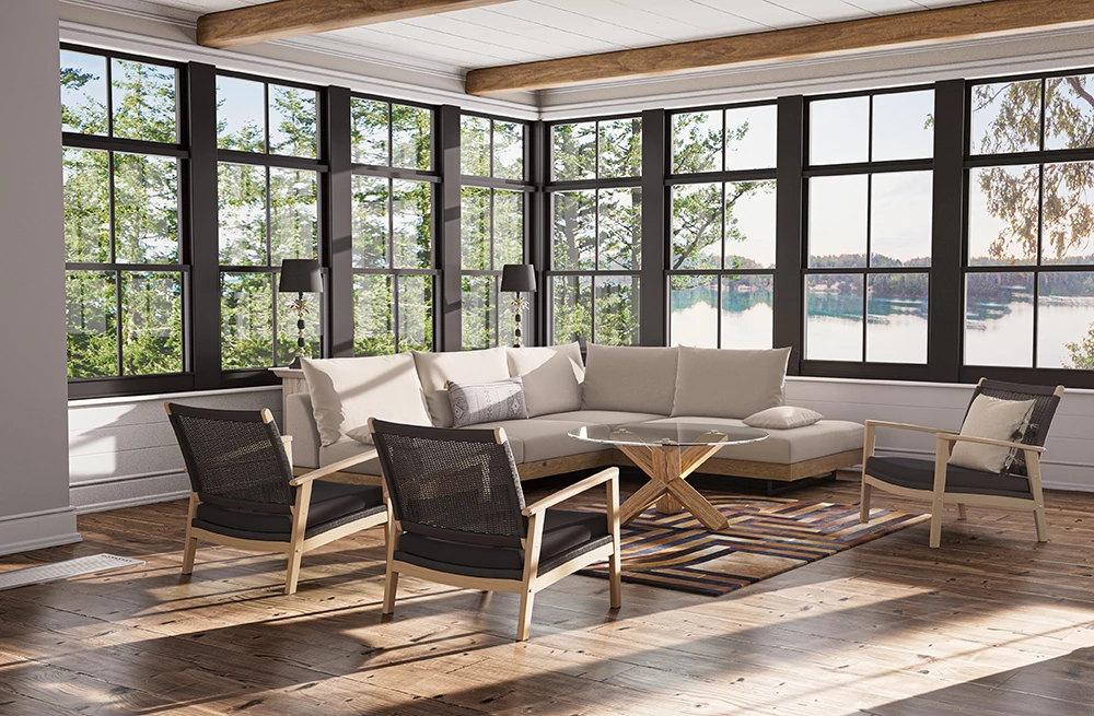 Tavolinë kafeje xhami, transparente, këmbë lisi, 80x80x42 cm