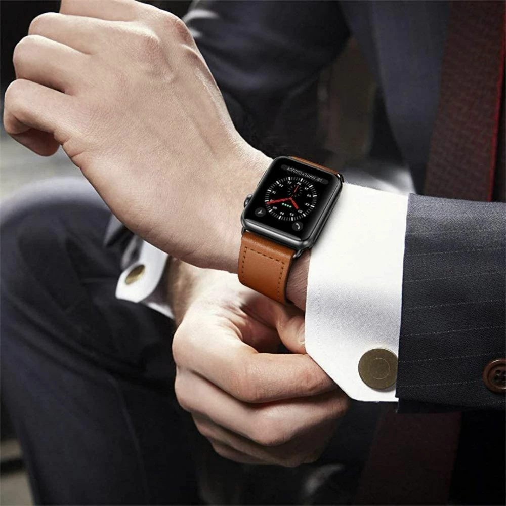 Rrip lëkure për Apple Watch Tech-Protect Leatherfit, 38/40/41 mm, Kafe