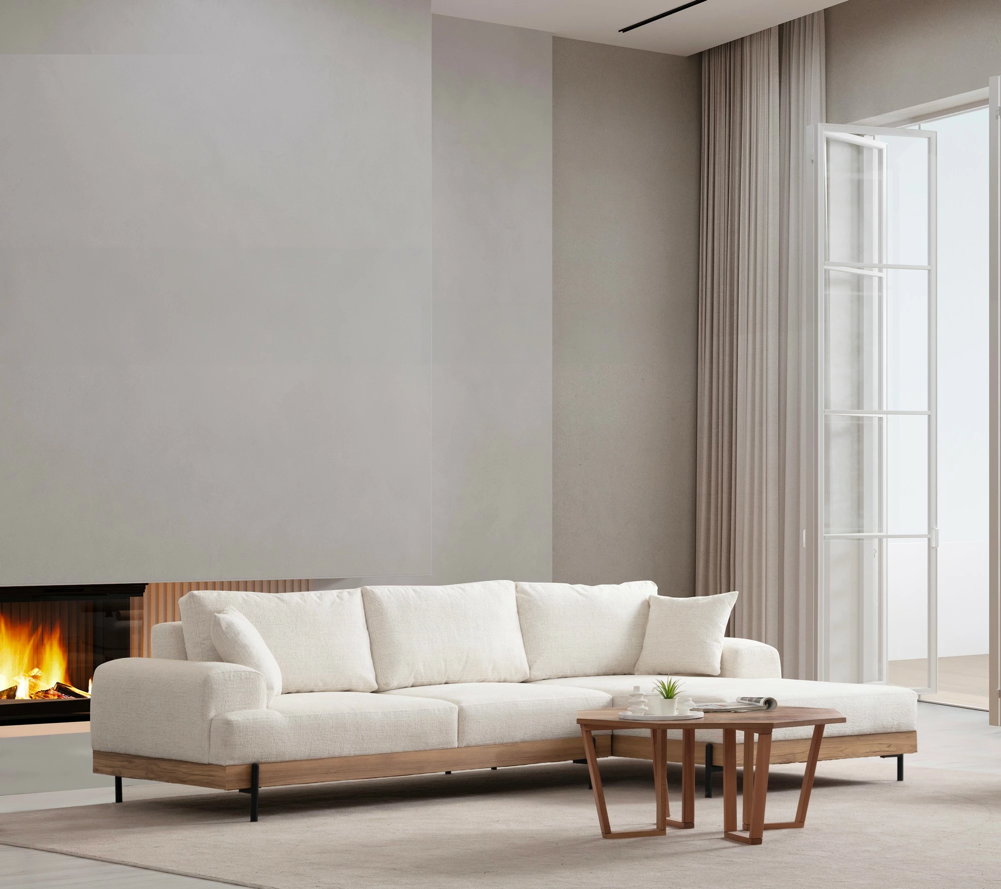 Këndare Atelier del Sofa, Eti Oak, e bardhë, kënd i djathtë