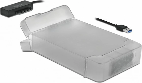 Adapter USB-A në SATA DeLOCK 64086, 6 Gbit/s, transparent