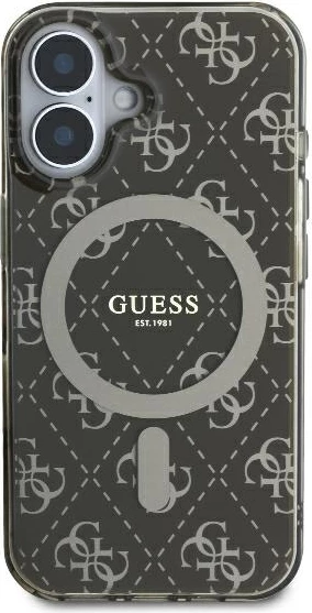 Mbështjellës Guess IML 4G Background MagSafe për iPhone 16, Kafe