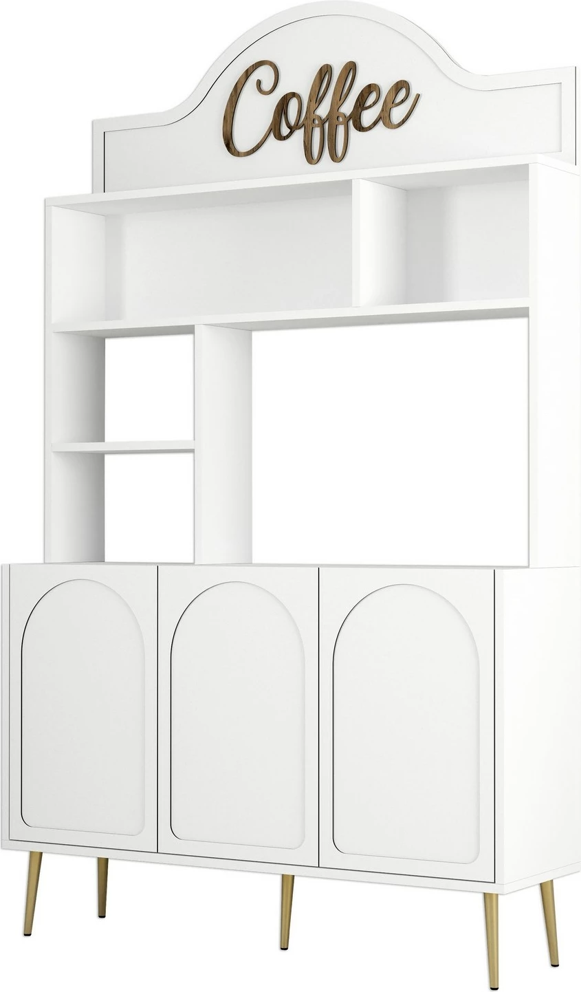 Dollap për kafe, Skye Decor Lyon 120, i bardhë, i artë