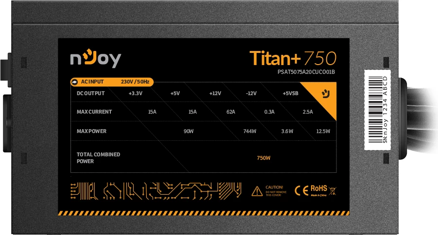 Furnizues I rrymës nJoy Titan+ 750 - 750W - 80 PLUS Bronze