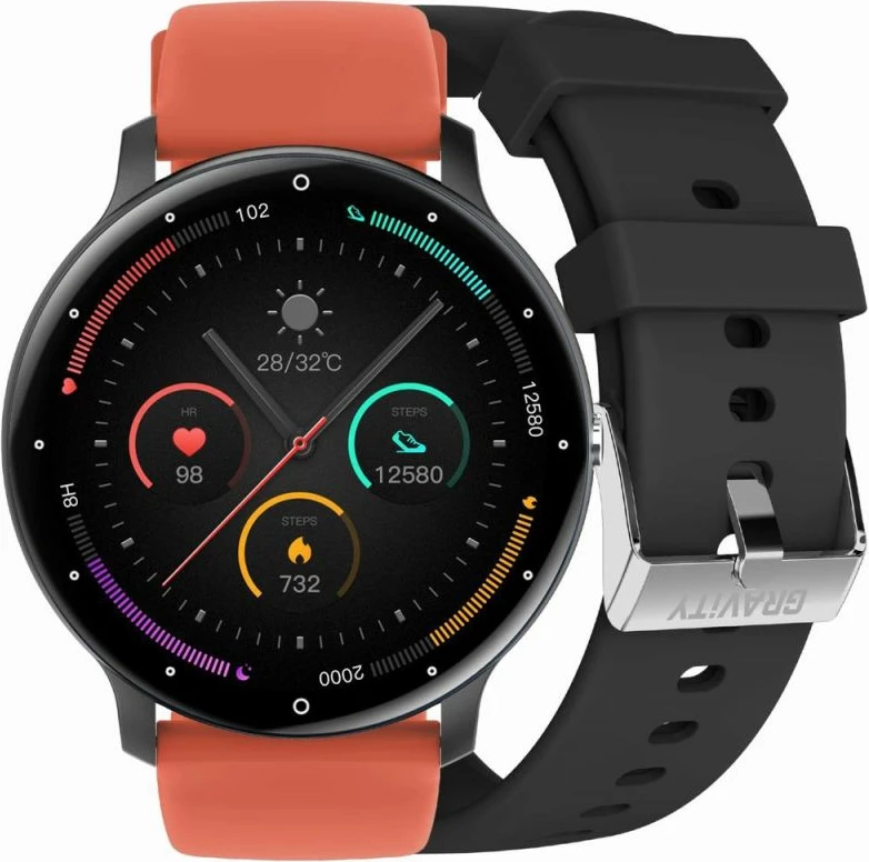 Smartwatch Gravity për meshkuj, e zezë