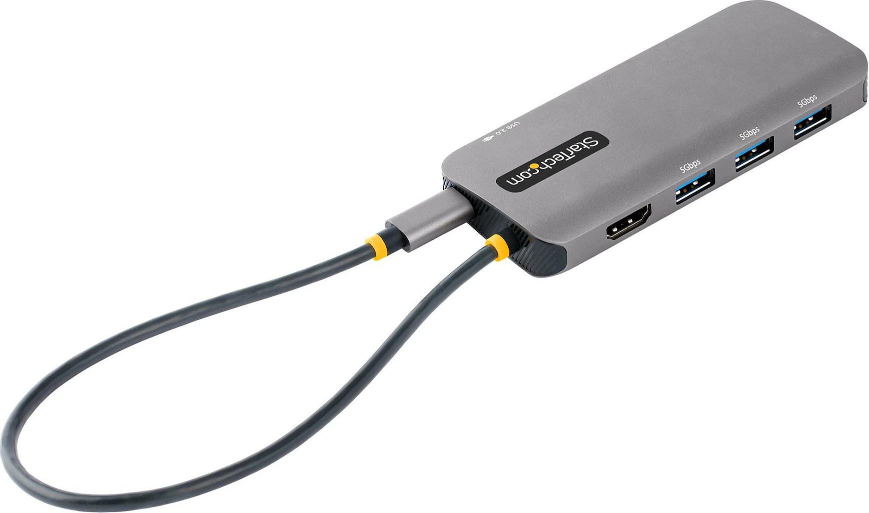 Adapter multiport USB-C StarTech 127B-USBC-MULTIPORT, HDMI 4K 60Hz, 3x USB-A 5Gbps, Gigabit Ethernet, PD 100W, kabllo 30cm, gri