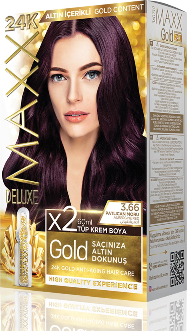 Ngjyrë për flokë MAXX GOLD SET 3.66 Aubergine Red, 2 x 50 ml