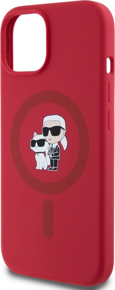 Mbështjellës Karl Lagerfeld Silicone Karl&Choupette Heads Ring MagSafe për iPhone 15, Kuq