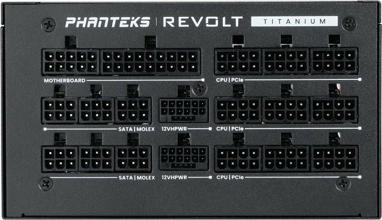 Furnizues rryme Phanteks Revolt PH-P1600TR_BK01C 1600W 80 Plus Titanium ATX 3.0 plotësisht modular PCIe 5.0, i zi