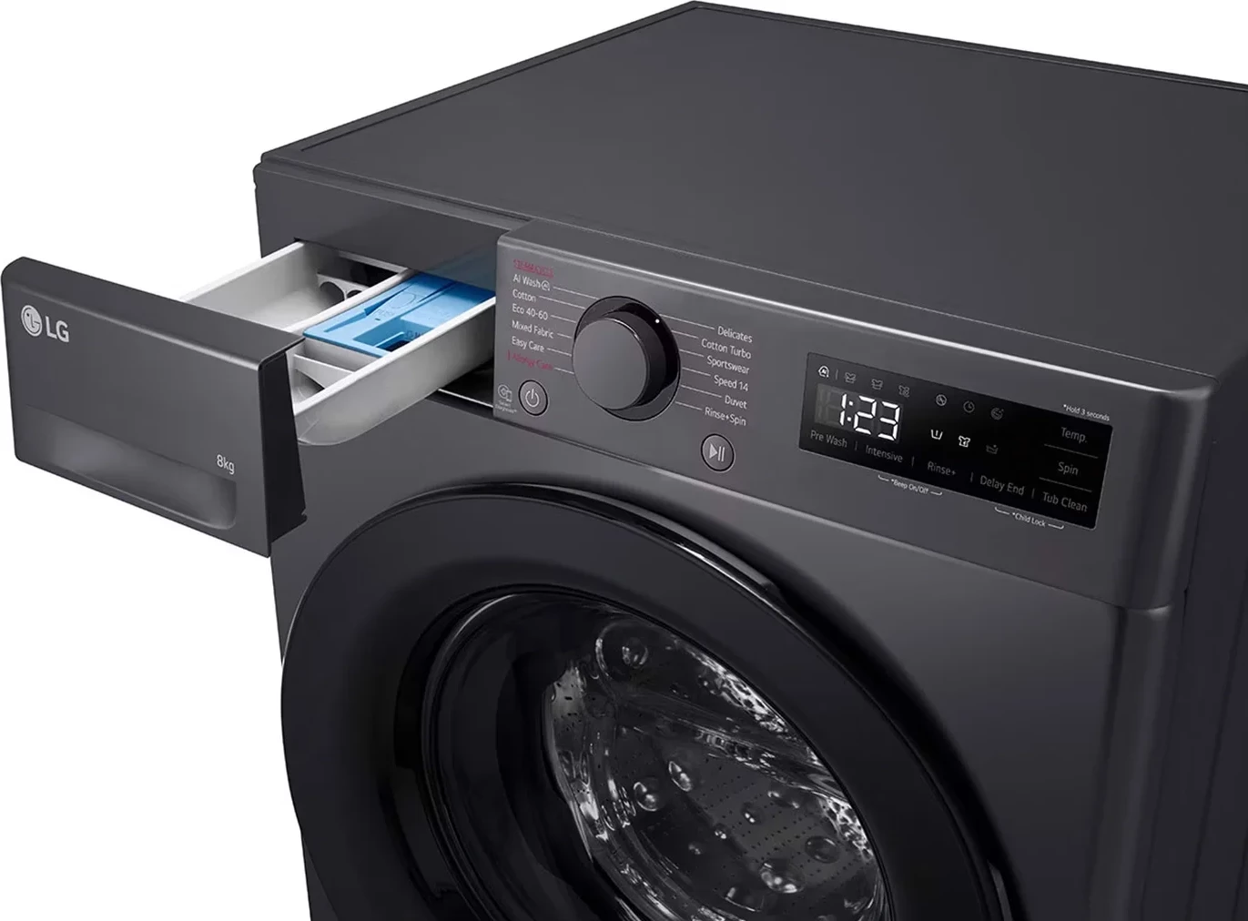 Makine larëse, LG F2WR508SBM, 8 kg, 1200 rpm, AI DD dhe Steam, Slim, e zezë