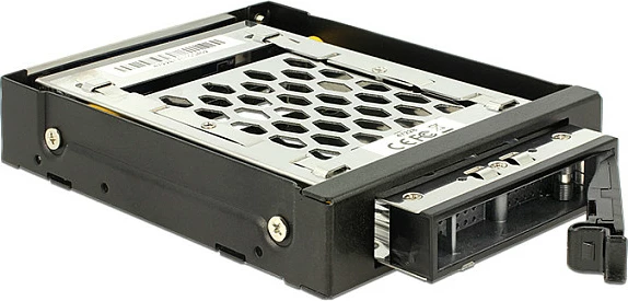 Kafaz HDD/SSD DeLOCK 47228, 2.5" në 3.5", hot-swap, me çelës, i zi