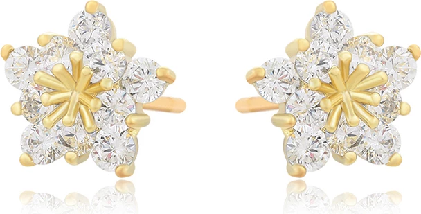 Vathë Xuping të praruar në ar 14 karatësh VXYB, në formë ylli, artë/bardhë