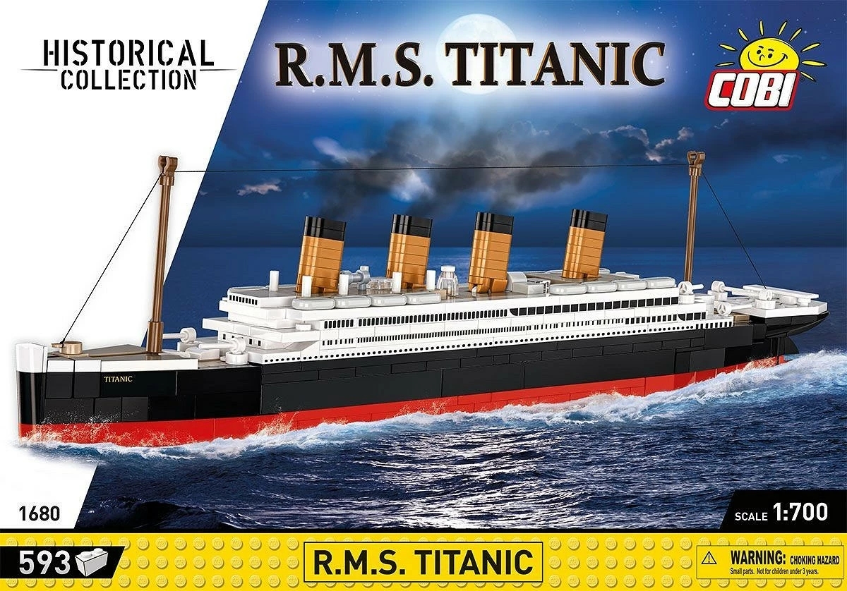 Set blloqesh ndërtimi Cobi Klocki R.M.S. Titanic, 593 pjesë, plastikë