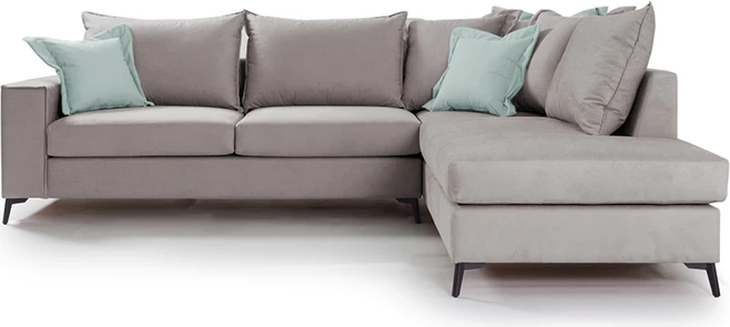 Divan qoshe Boston qoshe e majtë, pëlhurë, elephant-ciel, 290x235x95cm