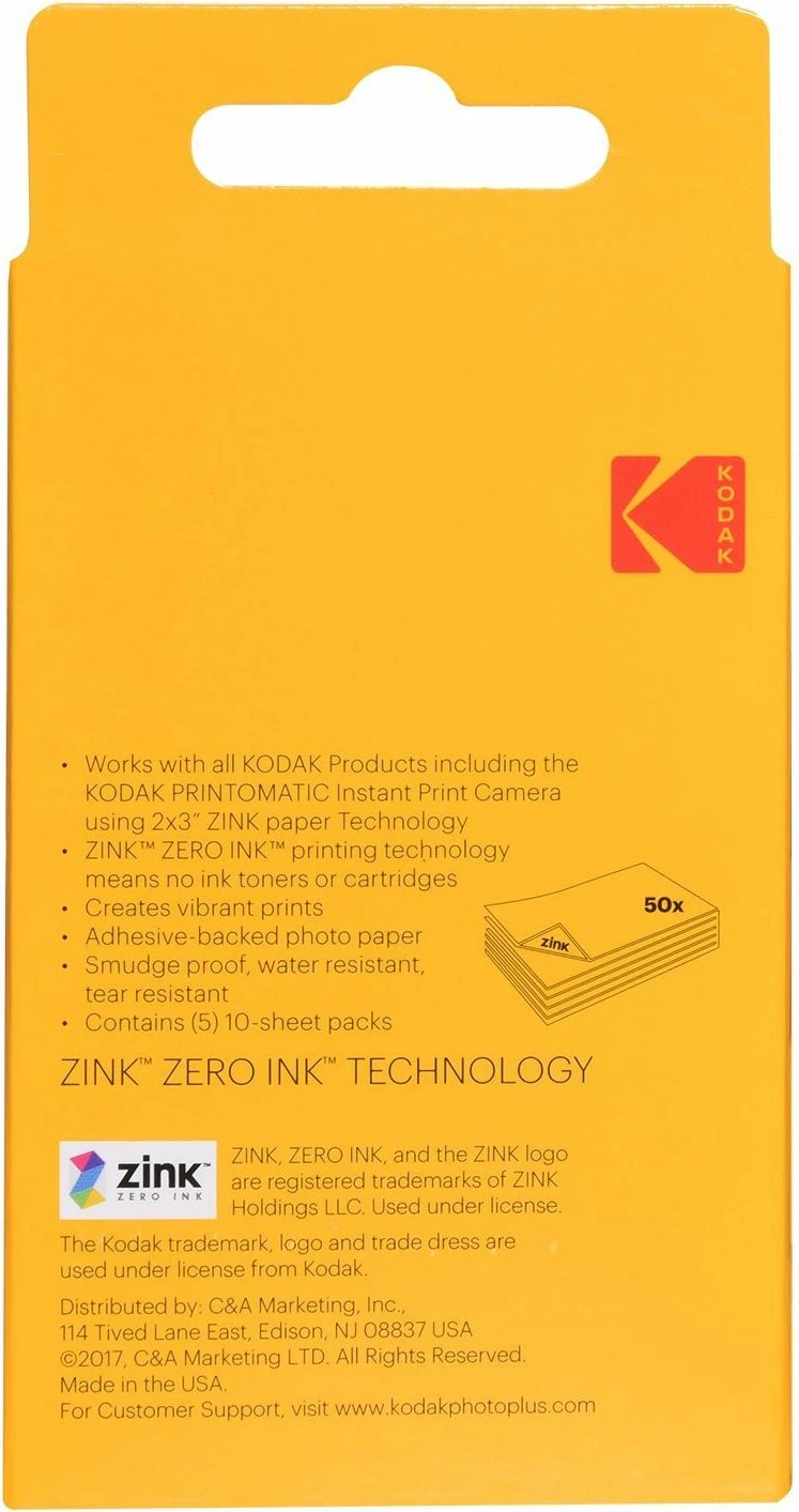Letër fotografike instant Kodak ZINK 5x7.6 cm (2x3 inç), 50 copë