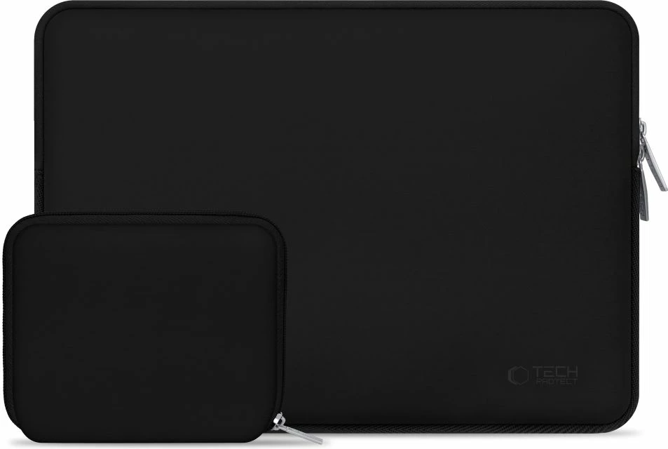 Çantë për laptop Tech-Protect NeoSlim 13-14", slim me zinxhir, e zezë, set 2 copë