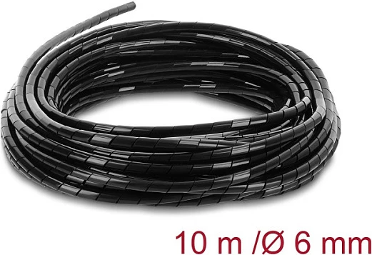 Tub spiral për kabllo DeLOCK, Ø6 mm, 10 m, i zi