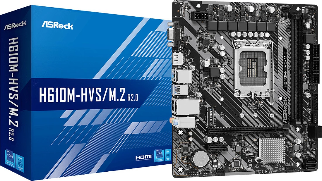 Pllakë amë ASRock H610M-HVS/M.2 R2.0, LGA 1700, DDR4 64GB, micro ATX