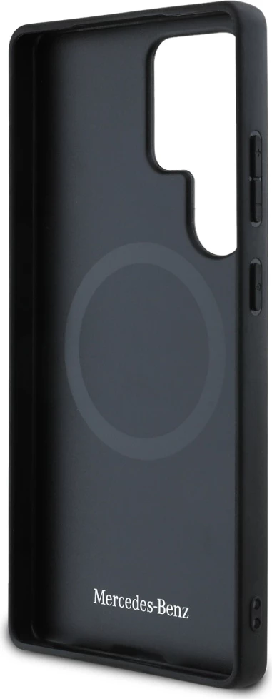 Mbështjellës Mercedes Leather Debossed Lines MagSafe për Samsung Galaxy S25 Ultra, Kaltër