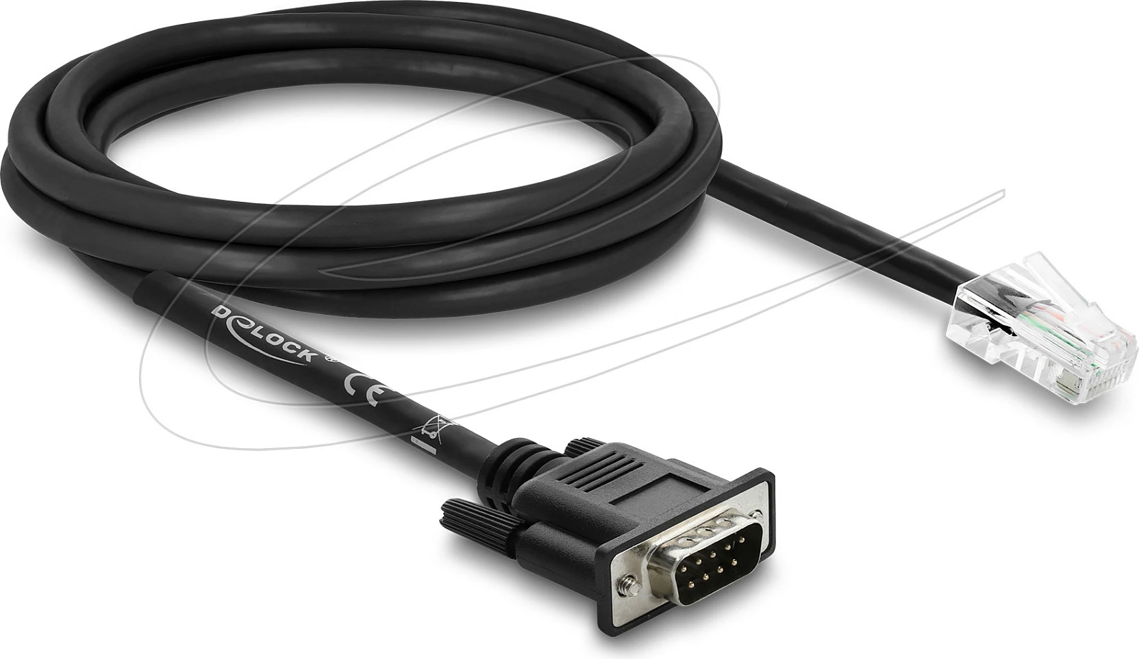 Kabllo adapter serial DeLOCK RS-232/422/485 DB9 në RJ45, 2 m, Cat5e, e zezë