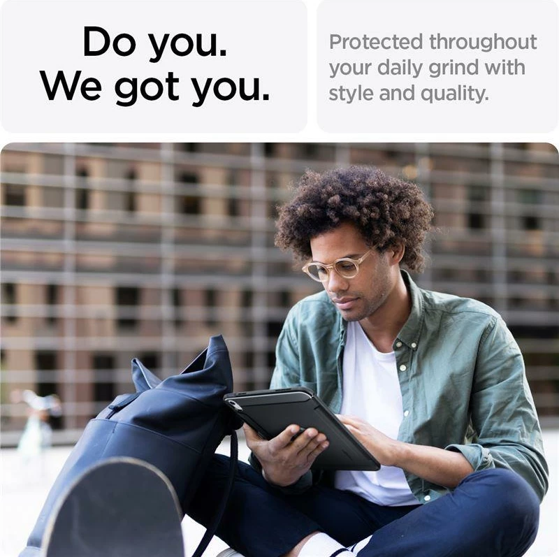 Mbështjellës për iPad Spigen Rugged Armor 22697-0, 10.9\" (iPad 10th Gen 2022), TPU, MIL-STD 810G, Matte Black