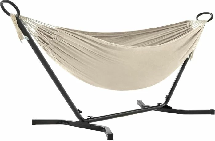 Hamak me kornizë SONGMICS/VASAGLE GHS001M01, 210x150 cm, kapacitet 240 kg, bezh (kornizë e zezë)