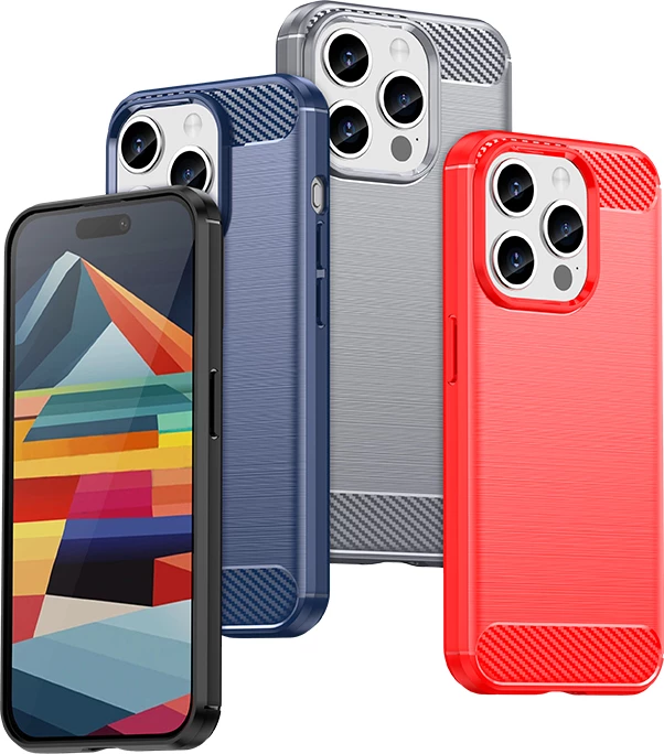 Mbështjellës Hurtel Carbon Case për iPhone 15 Pro, TPU, i zi