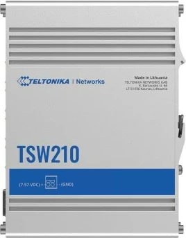 Switch industrial TELTONIKA TSW210, 8xGbE PoE+, 2xSFP, DIN RAIL, Paneli i pasëm