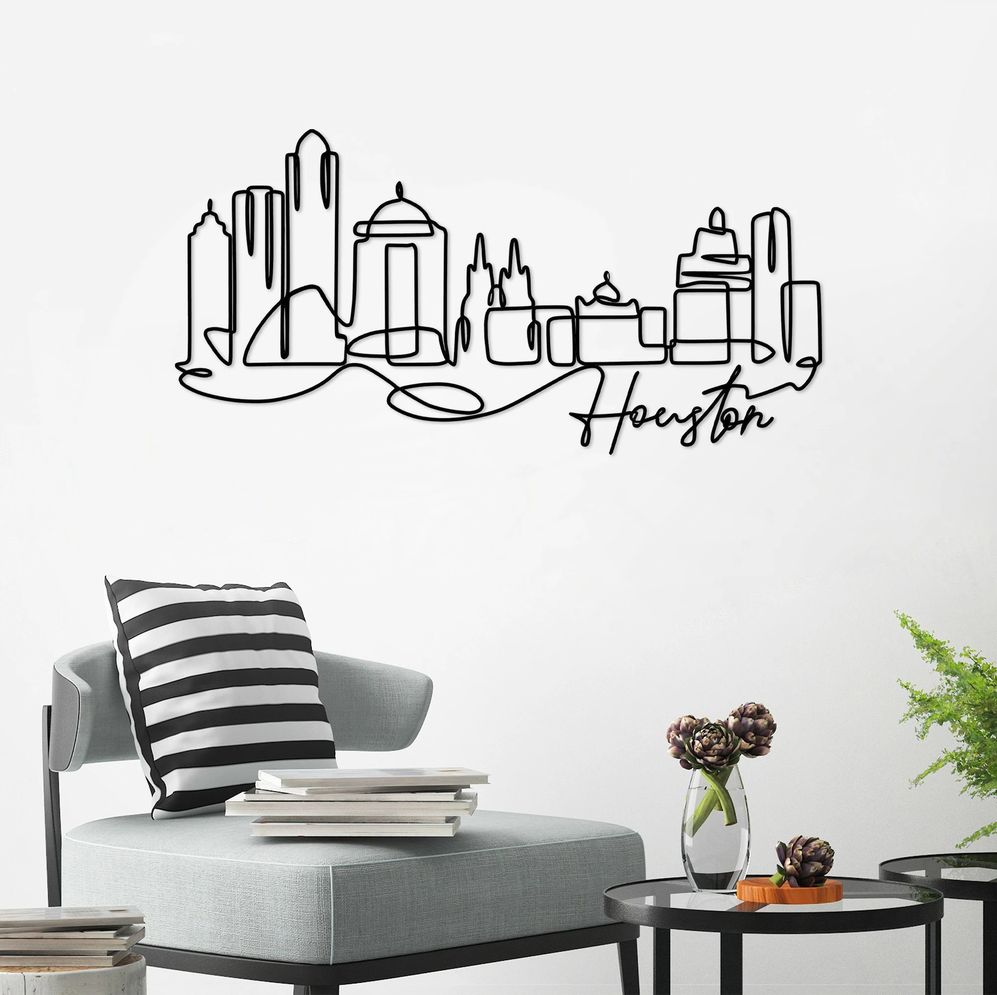 Aksesor dekorativ metalik për mur, Wallity, Houston