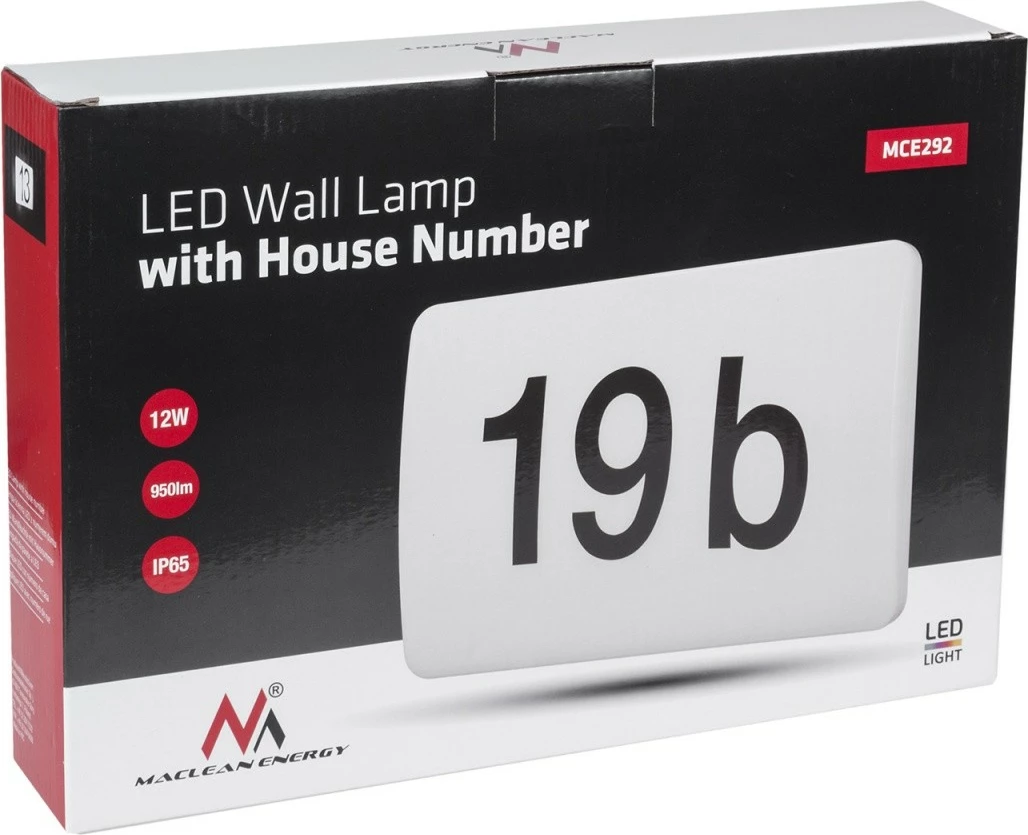 Llampë LED me numër shtëpie Maclean MCE292 W, me sensor errësire, e bardhë