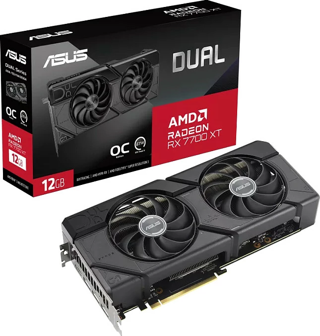 Kartelë grafike ASUS Dual RX7700XT-O12G, Radeon RX 7700 XT, 12 GB, GDDR6, PCI Express 4.0, e zezë